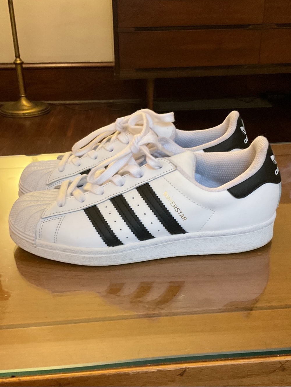 Adidas Big Kids Superstar Sneakers - White with Black Stripes - Picture 3 of 7